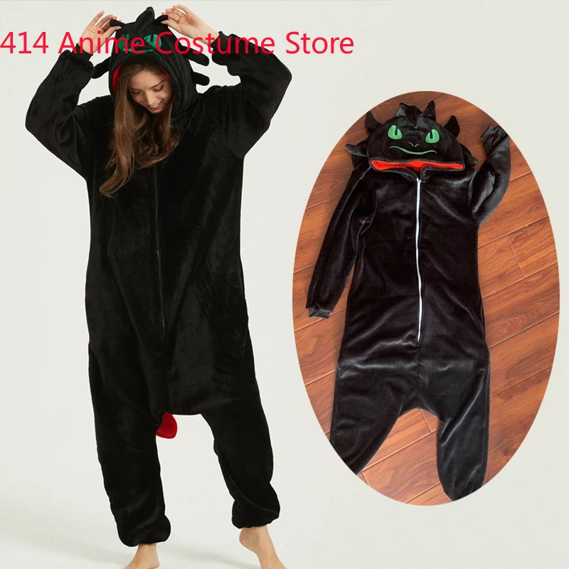 Dragon Anime Costume Women Winter Flannel Animal Cosplay Sleepwear Jumpsuit Pajamas E46762AC