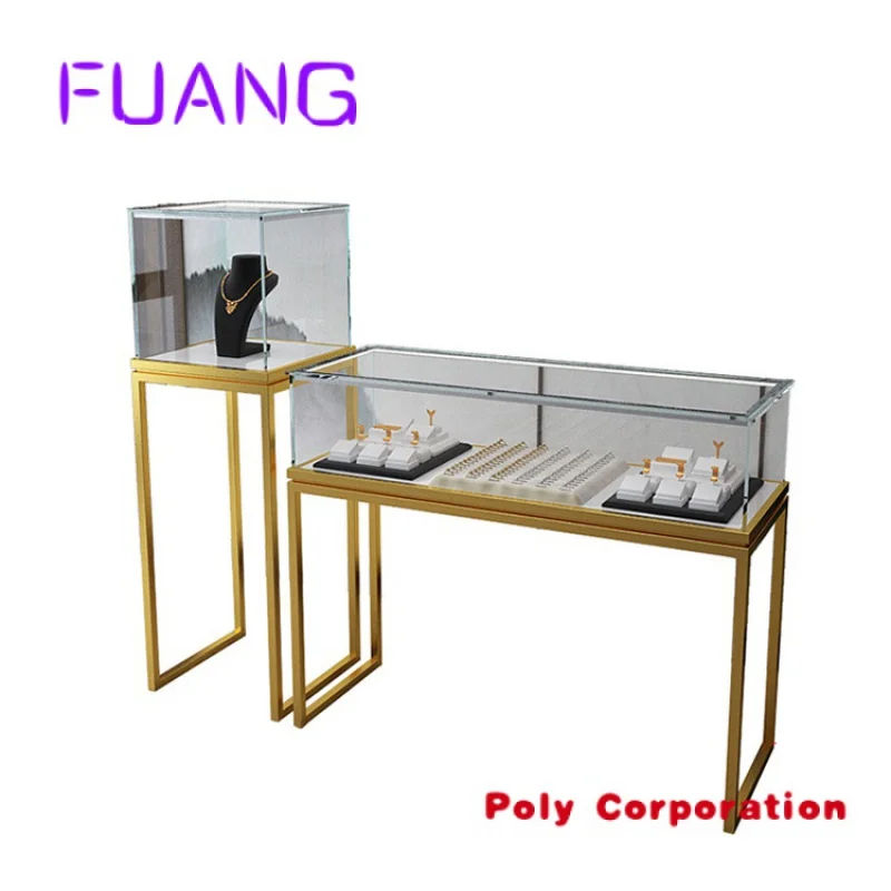 Custom  Customized Glass Shop Jewellery Showcase Fully Assembled Versatile Showroom Display Case Streamline Jewelry Standard Cab