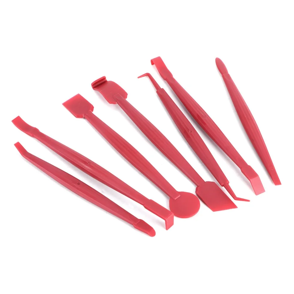 7PCS Red Window Tint Tool Kit Mini Universal Film Edge Closing Tool Lightweight Film Squeegee Vehicle Wrap Sticker Application