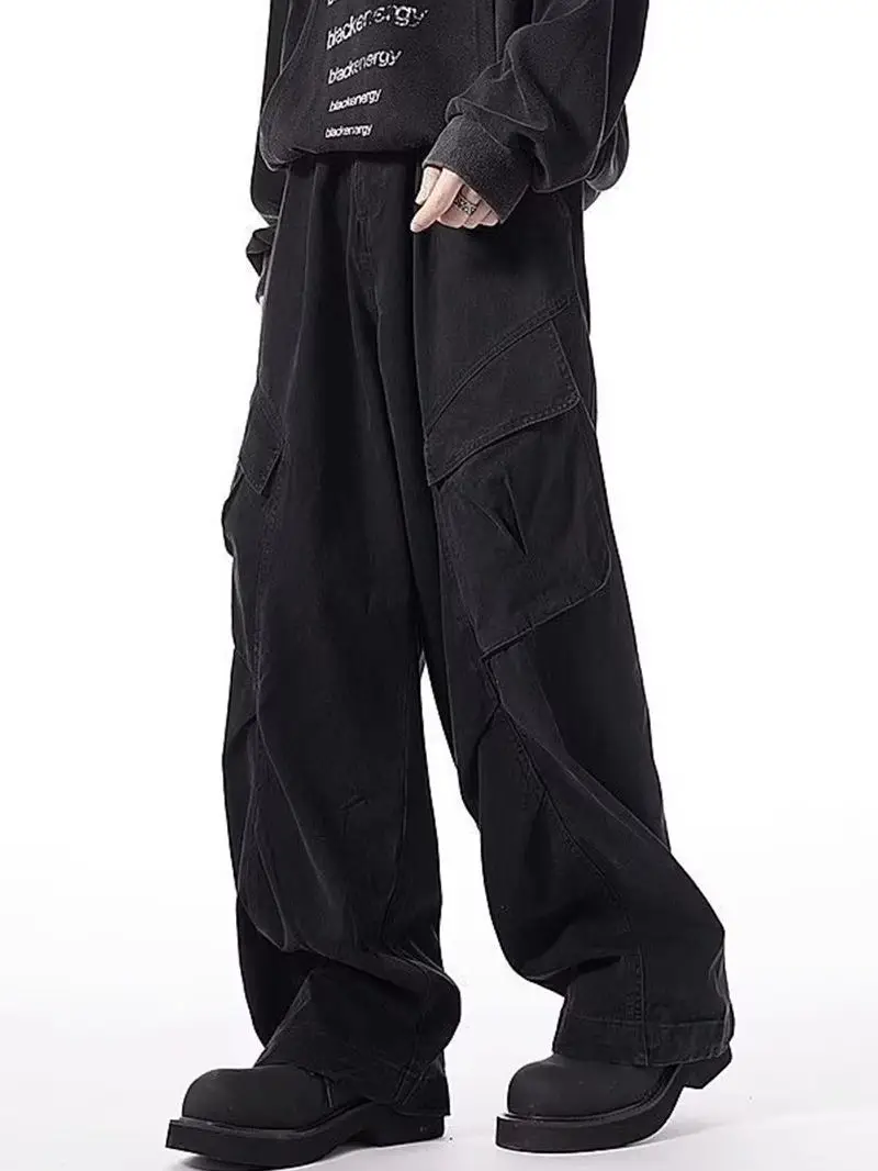 Women Y2K Vintage Baggy Cargo Pants High Waisted Wide Leg Trousers Multi Pockets Oversized Streetwear Casual Loose Denim Pants