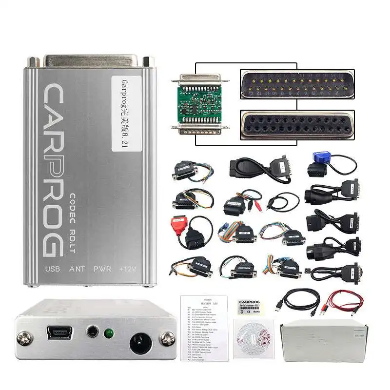 CARPROG V8.21 coche Prog conjunto completo V13.77V10.93 programador ECU automático herramientas de reparación de automóviles con 21 adaptadores completos programador de coche PROG
