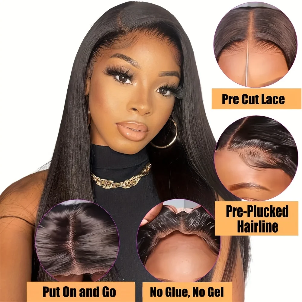 Gerade 13x4 Lace Front Echthaar-Perücke, Vorgezupft mit Babyhaar, Transparente Lace Frontal, 200% Dichte für Frauen