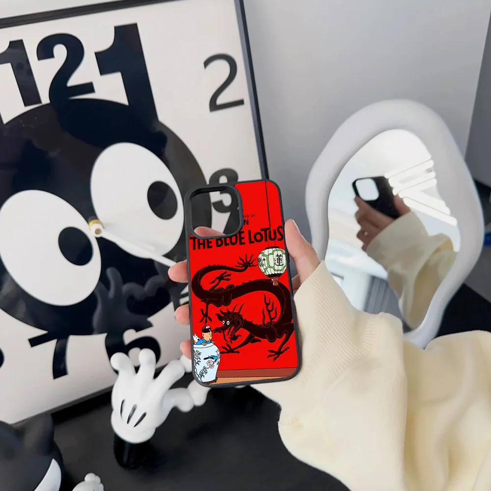 Cartoon The A-Adventures Of T-Tintin Phone Case For IPhone 11 12 13 14 15 16 Plus Pro Max Mirror Acrylic PC TPU Cover