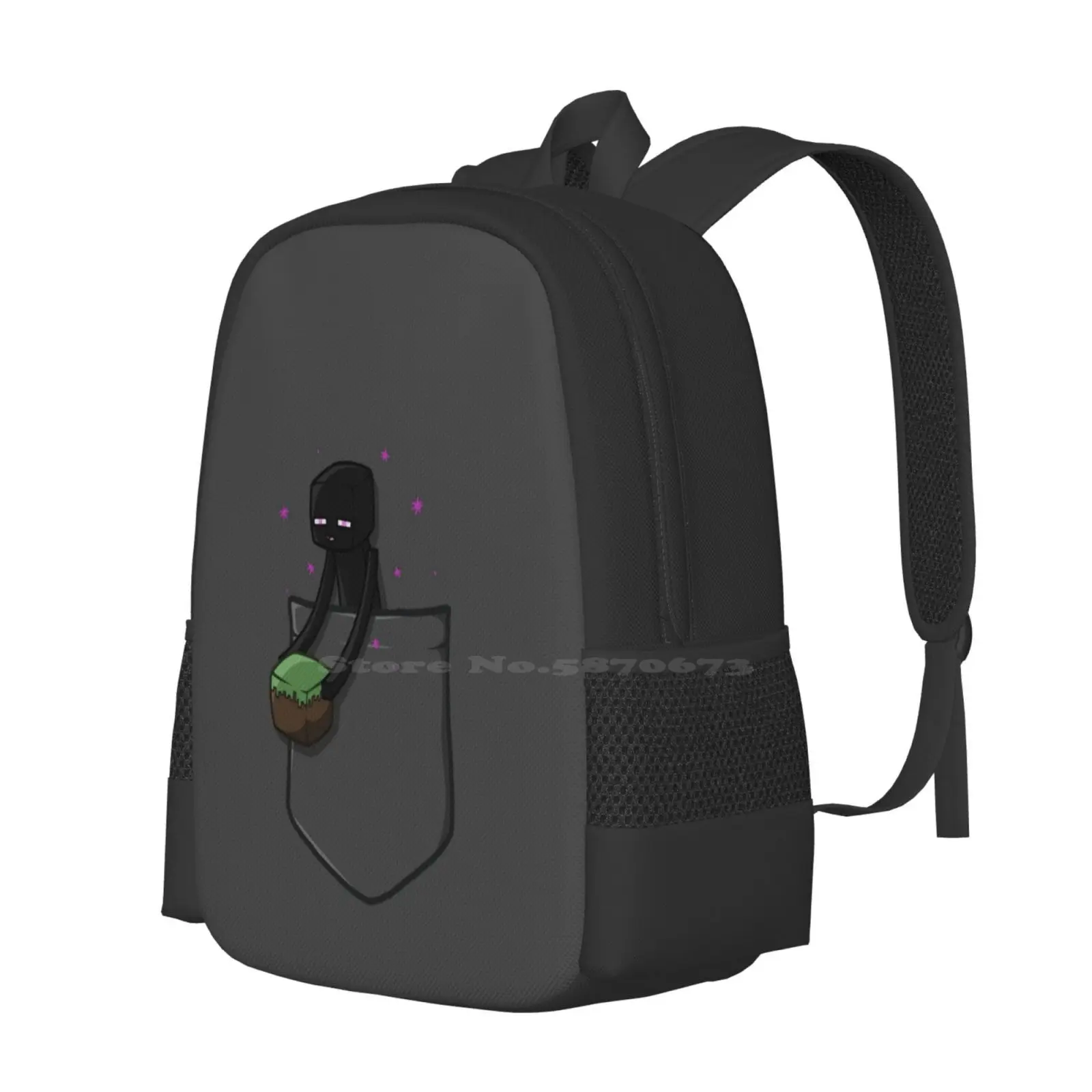 Little Pocket Enderman School Bag Big Capacity Backpack Laptop Enderman Pocket Gaming Grass Blocks Steve Cute