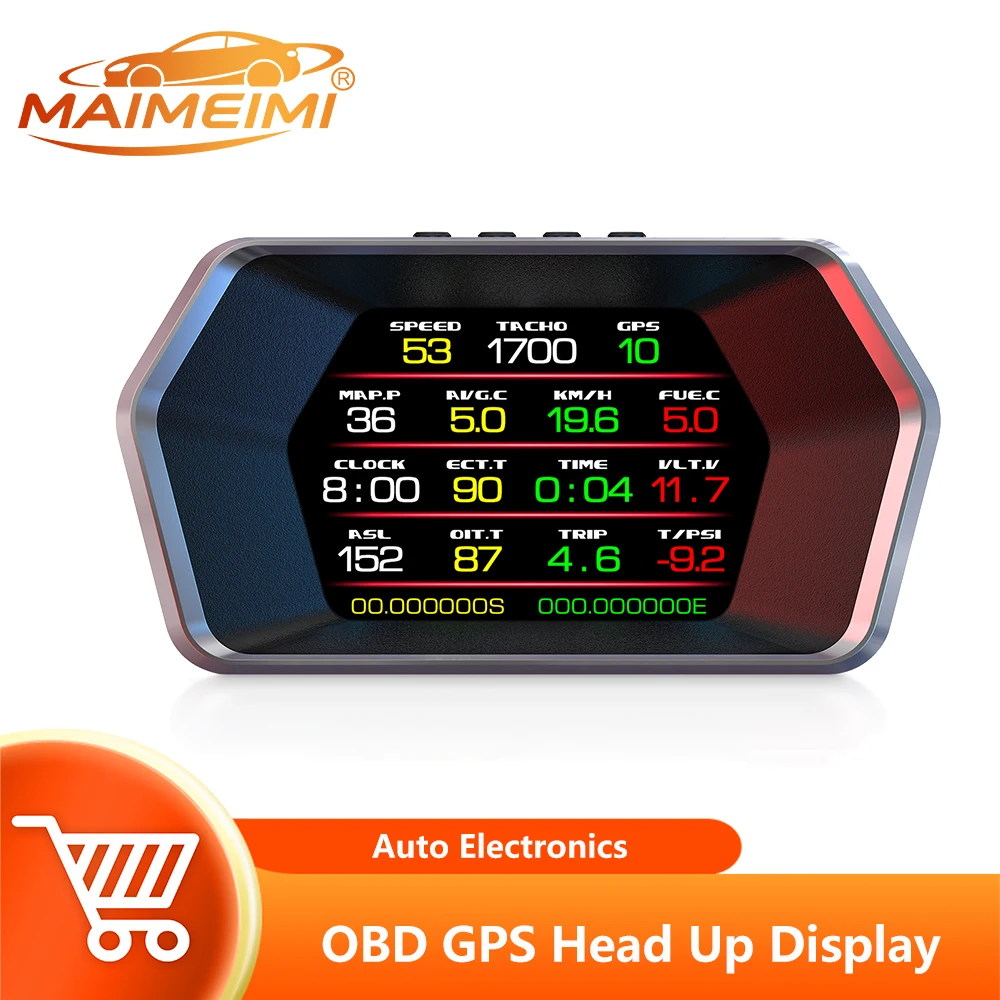 New Smart P17 HUD Head Up Display Car OBD2 GPS On-board Diagnostics Computer Digital Speedometer Voltage Gauge Auto Electronics