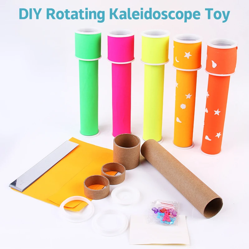 

DIY Rotating Kaleidoscope Material Kit Simple Colorful Kaleidoscope Toys Scientific Experiment Teaching Tools Handmade Toys