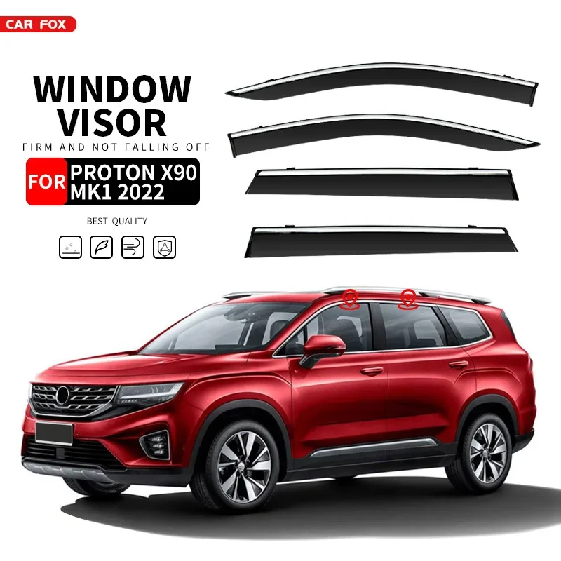 

For PROTON X90 2022 2023 2024 Window Visor bright strip Wind Deflectors Visors Rain Guard Door Visor Vent Shades Ventvisor