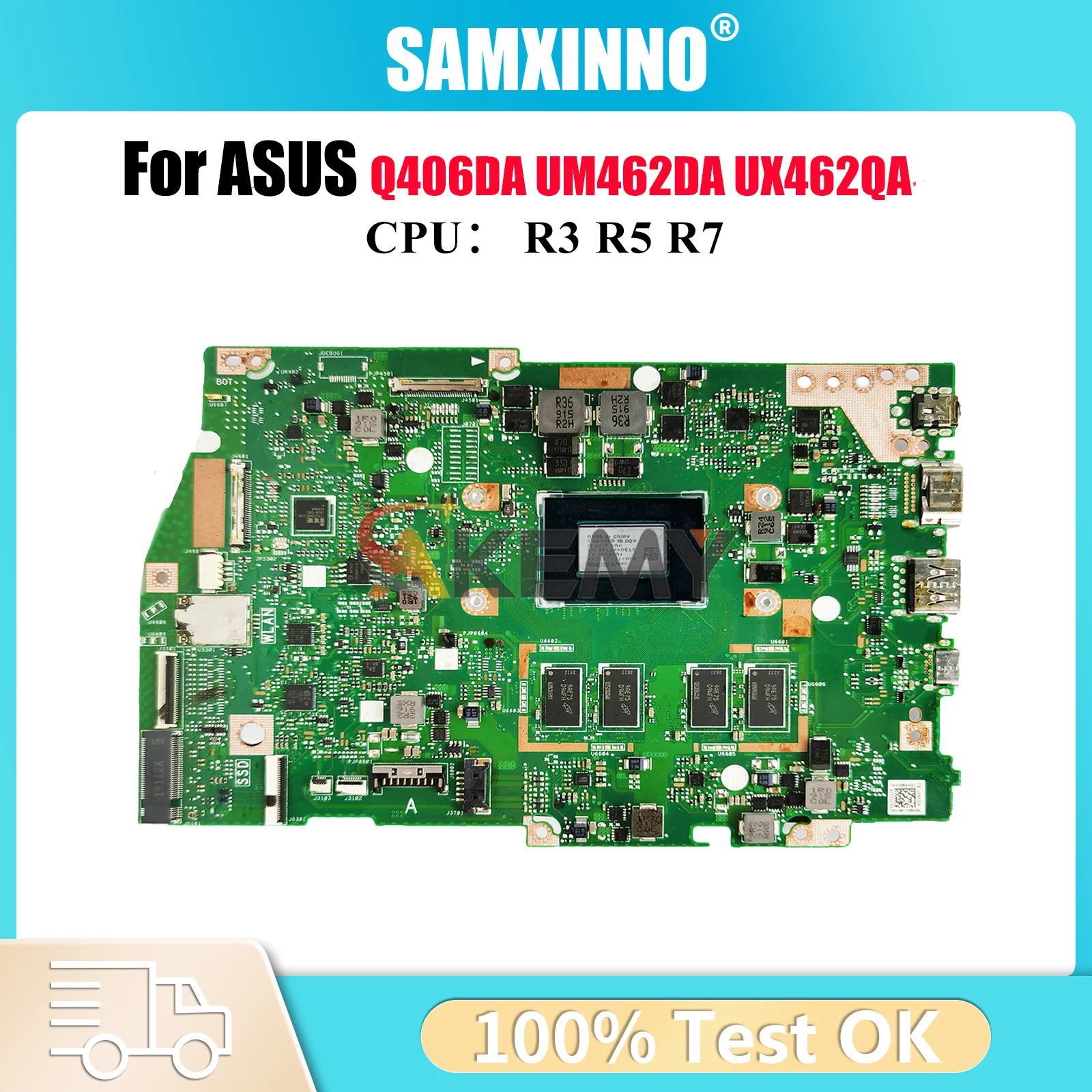 

UX462DA Материнская плата для ноутбука ASUS ZenBook Q406DA UX462D UX462DA UM462DA UX462QA Материнская плата с процессором R3 R5 R7 100% tests OK stk