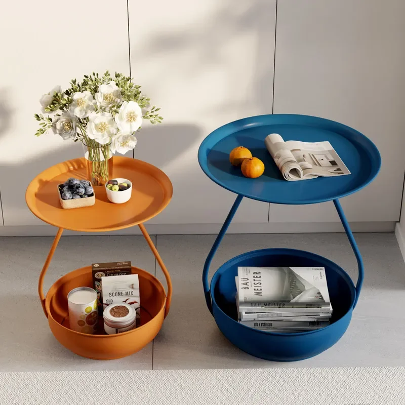 Living Room Wrought Iron Edge Side Table Storage Small Coffee Shelf Creative Bedside Tables Living Room Furniture End Nordic