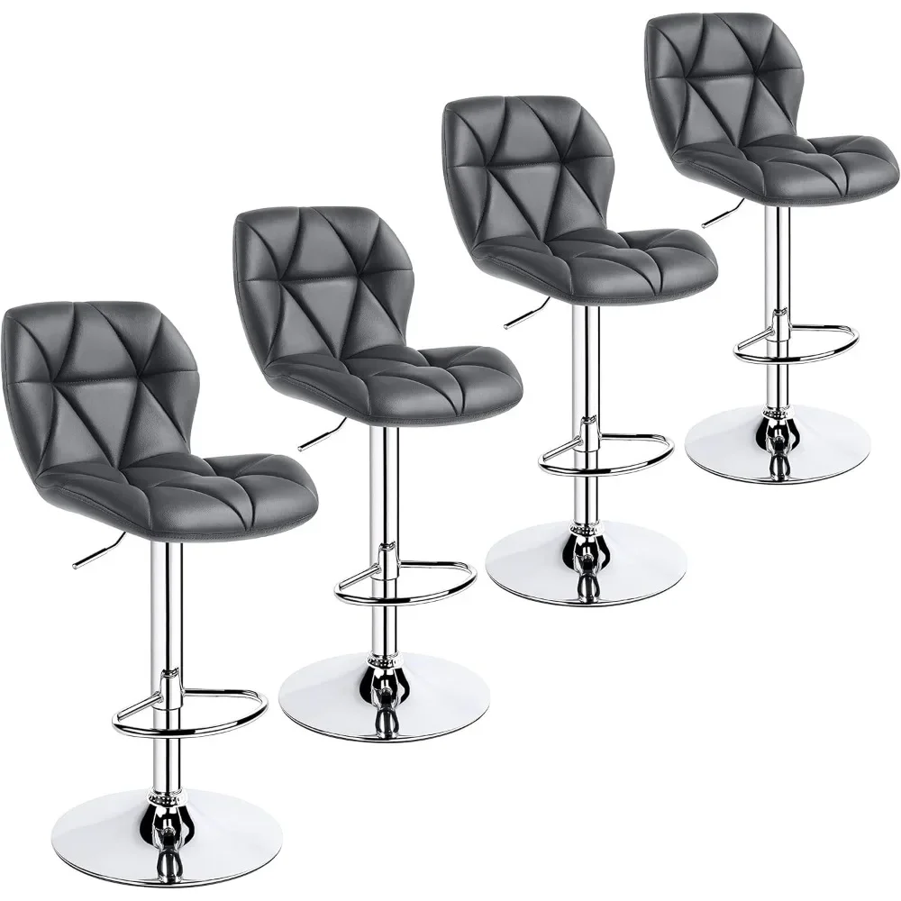 

Bar Stools Set of 4, PU Leather Swivel Barstools, Modern Counter Stools with Back and Footrest, Counter Height Barstools