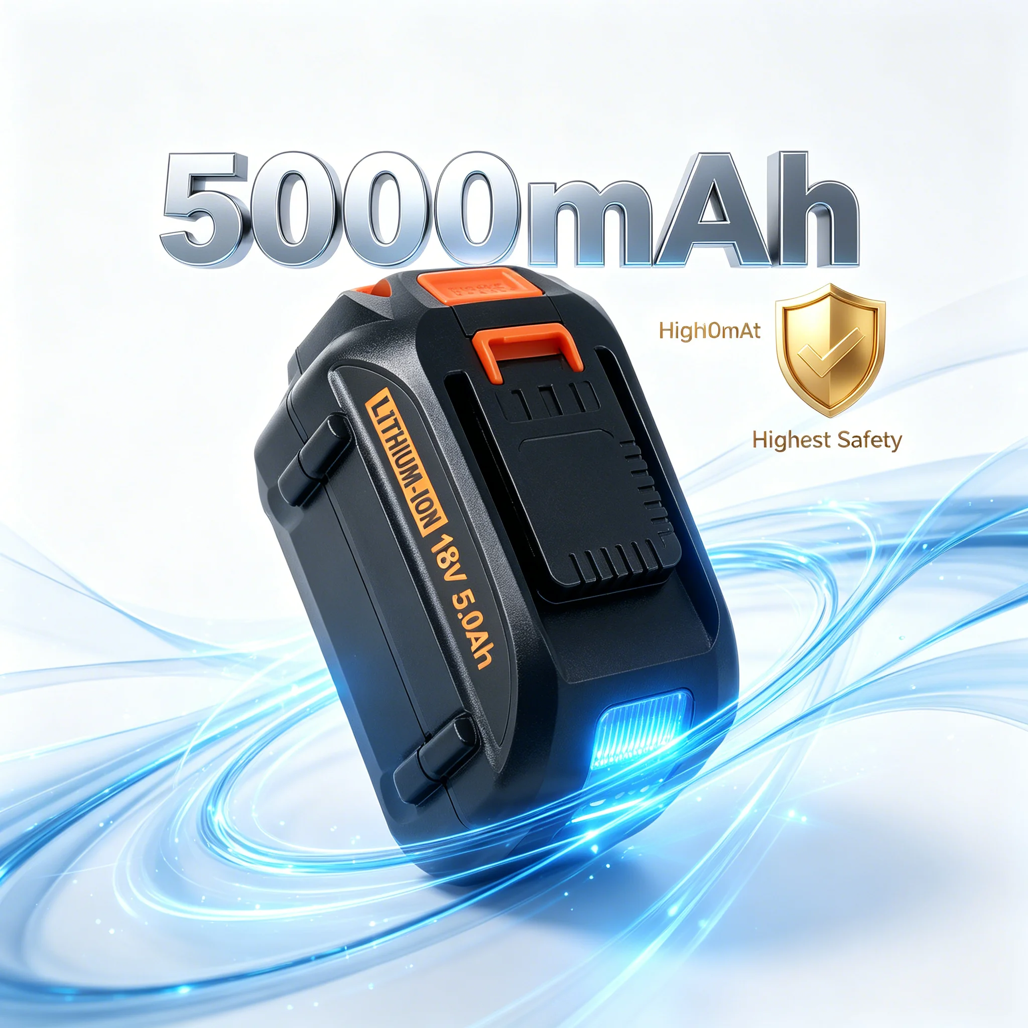 Compatible WORX 18v 5ah rechargeable Lithium-ion Battery with Higher Safety and Longer Running Time, with LED Charging Indicator
