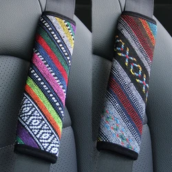 Universal Car Seat Seat Belt Cover Shoulder Pad Comfort Seatbelt Strap Padding Boho Ethnic Style Decor Auto Accessories Interior