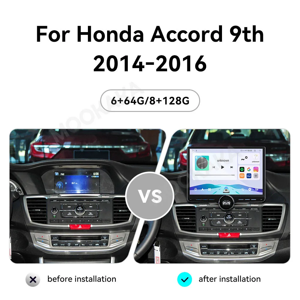 Android 15 Radio For Honda Accord 9th Gen 2014~2016 GPS Multimedia Intelligent Navigation Car Stereo Receiver player Head Unit