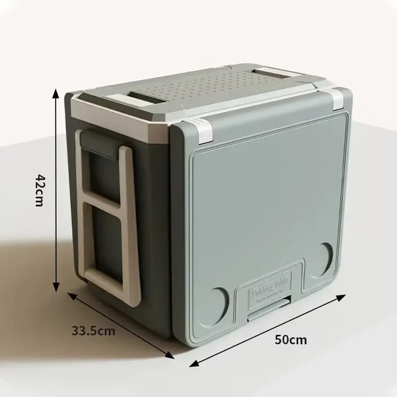 32L Portable Cooler Box with Folding Table and 2 Chairs Outdoor Camping Picnic Party Ice Chest Set for Beach BBQ Travel Gear