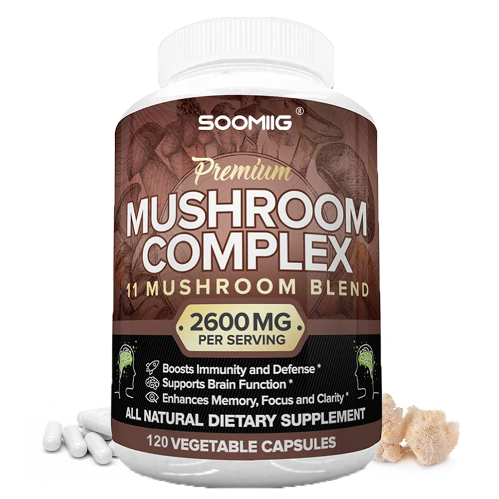 

Грибовая добавка 2600 мг - 11 Грибовой комплекс, Грибья Льва, Кордицепс, Рейши, Диетическая добавка Шиитаке, 120 капсул