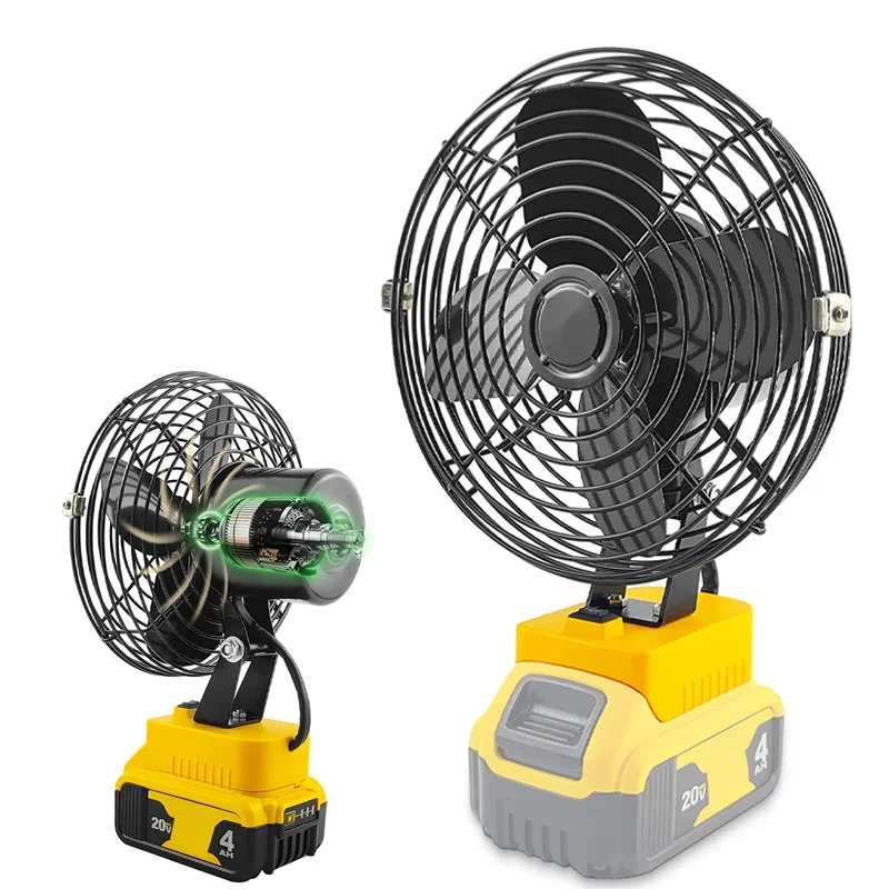 

20V Cordless Camping Fan Jobsite Fan for Dewalt 18V 20V Li-Ion Battery DCB205 DCB203 2-Speed Fan for Home Outdoor Working