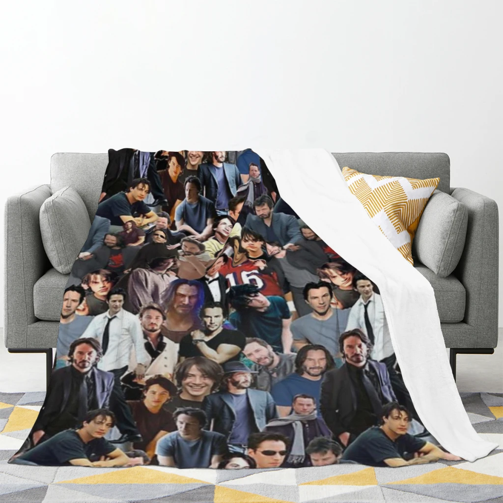 ALL of Keanu Reeves Blanket Flange Textile Decor Portable Super Soft Throw Blankets for Home Office Plush Thin Quilt