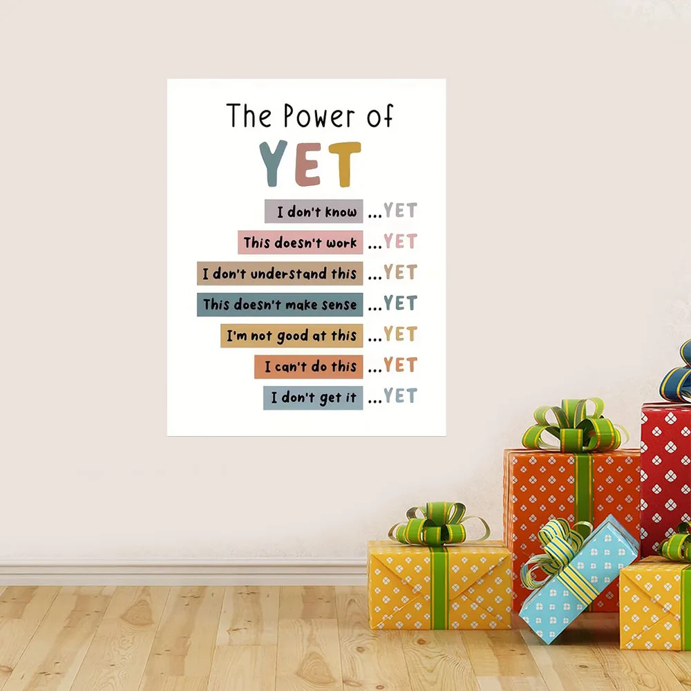 Vintage Power Of Yet Typographic Therapy Office Decor Poster Room Wall Decor Boho Classroom Growth Mindset Mental Health Poster