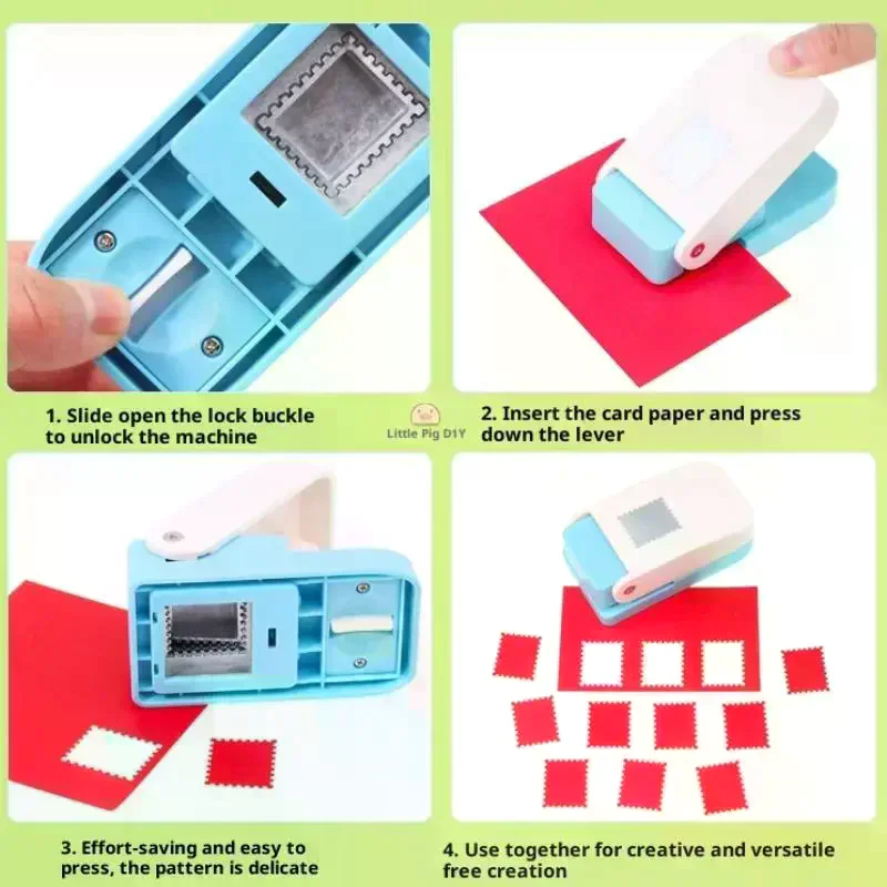 Rectangle Postage Stamp Punch Lever Action Craft Punch For Paper Crafting Scrapbooking Various Materials Punching Tool