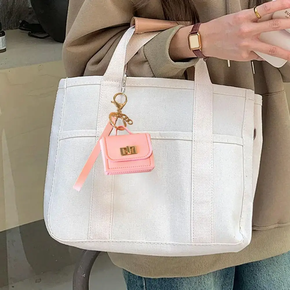 Keychain Pendant Mini Handbag Charm Key Chain with Versatile Hanging Buckle Wear-Resistant Imitation Leather Keychain Backpack A