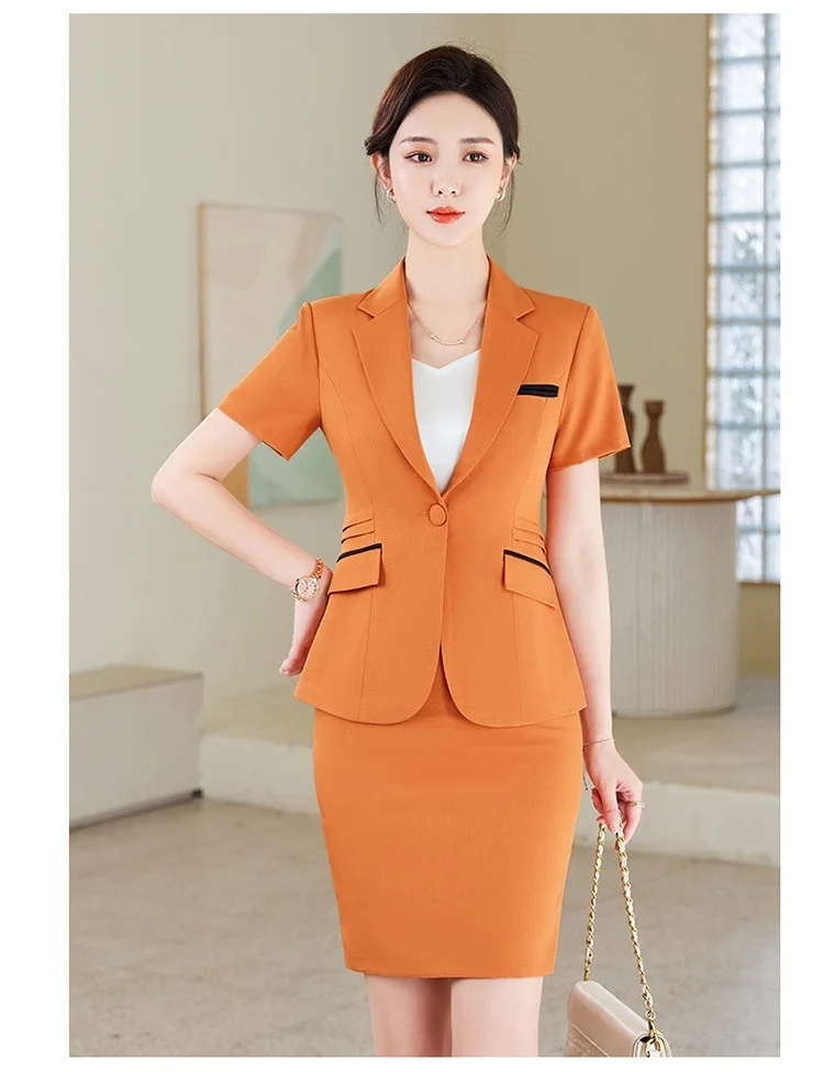 Summer Elegant Styles Women Business Suits with Skirt and Tops Ladies Office Work Wear Professional Blazers Career Clothing Set