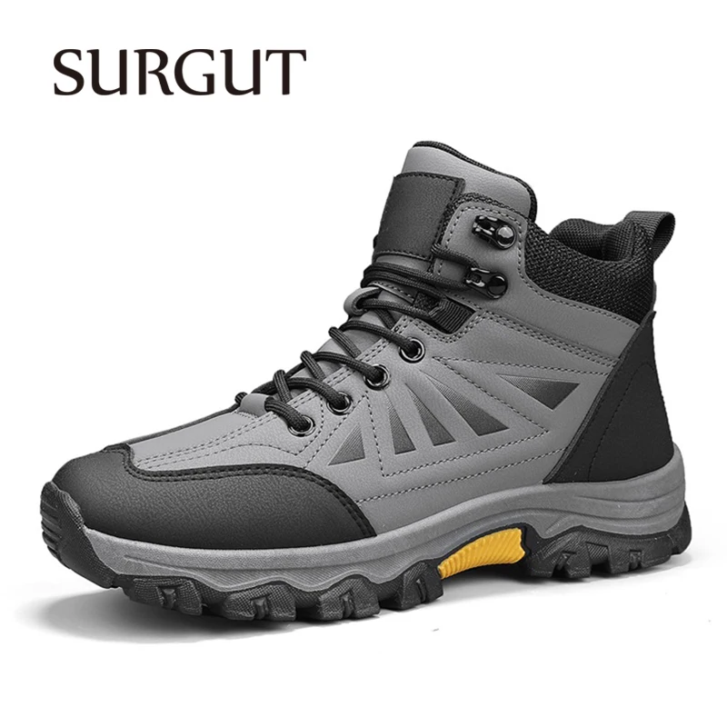 

SURGUT Outdoor Leisure Winter Autumn Men Ddurable Ankle Boots Fashion Trends Plush Soft Non-Slip Handmade Men Boots