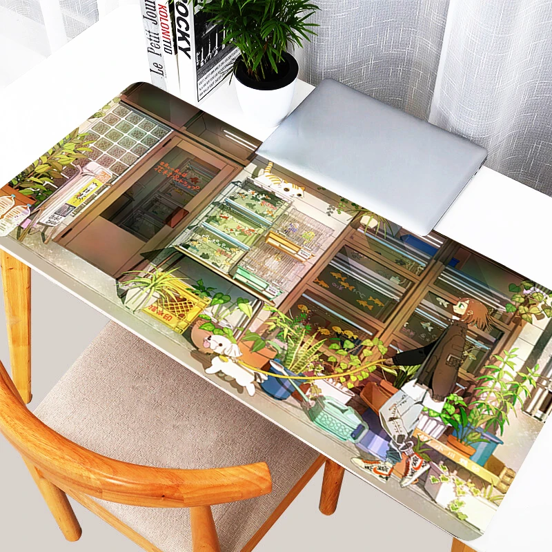 

Keyboard Pad Non Slip Mouse Pad Kawaii Cartoon City Desktop Mat PC Gamer Cabinet Rug Office Laptop Gaming Carpet Home Table Pad