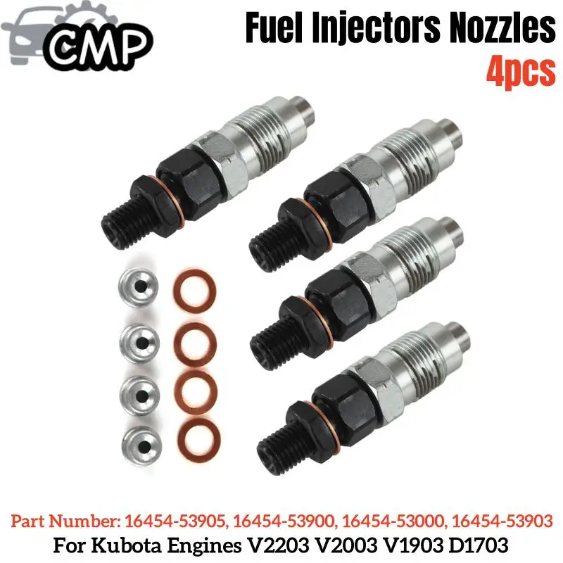 

4pcs/lot 16454-53905 Fuel Injectors Nozzles Fit For Kubota Engines V2203 V2003 V1903 D1703 Engine Repair Replacement Parts