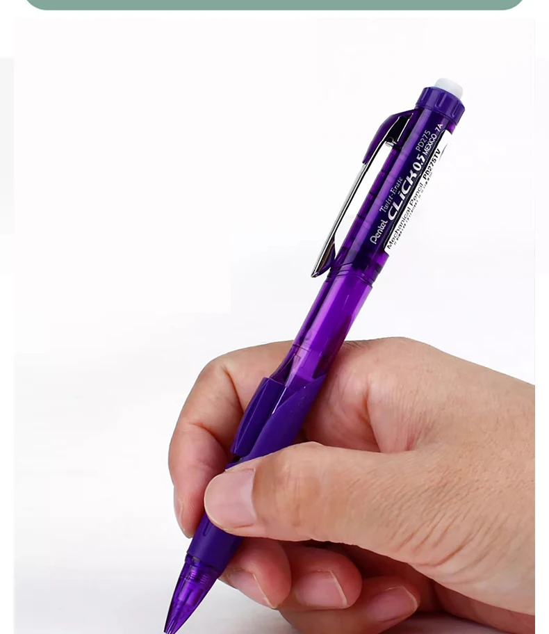 1 Stück Japan Pentel Druckbleistift PD255 mit seitlicher Druckmechanik und drehbarem Radiergummi, 0,5 mm, nicht leicht zu zerbrechende Mine, Zeichenbedarf, Schulbedarf – Detail 7