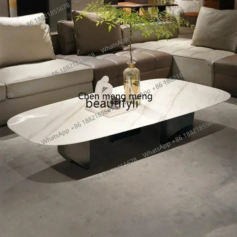 X Q Italian natural, luxury stone minimalist  rectangular coffee table light luxury living room natural marble coffee tablehy