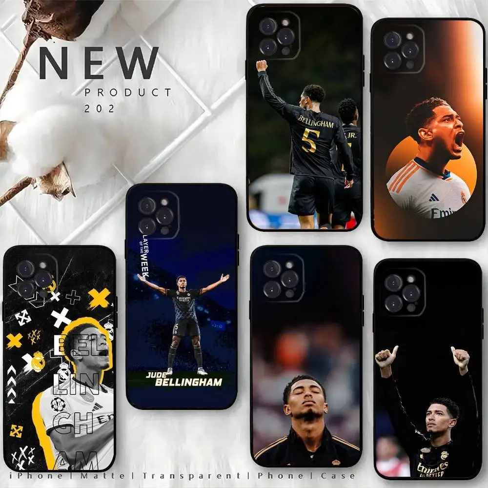 

Football 5 J-Jude R-Real M-MadridS Phone Case For iPhone 16e,16,15,14,13,12 Mini 11 Pro XR,X,XS,MAX 7,8 Plus Cover Soft Black
