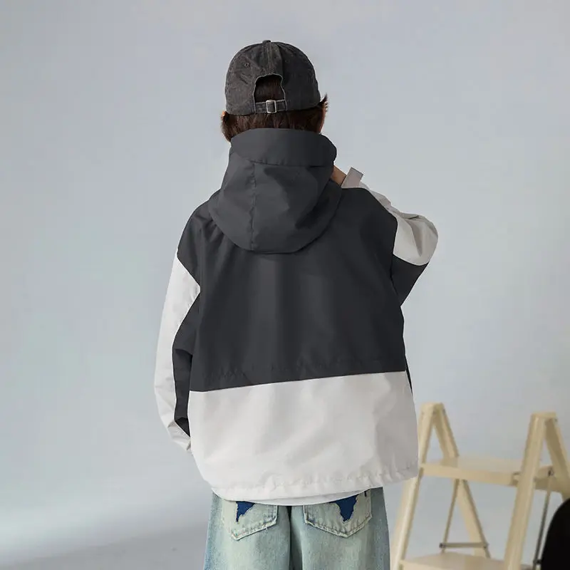 5-14Y Kids Boys Hooded Coat Spring Autumn New Korean Children Top Trench Coat for Teen Girls Outerwear Windbreaker Jacket