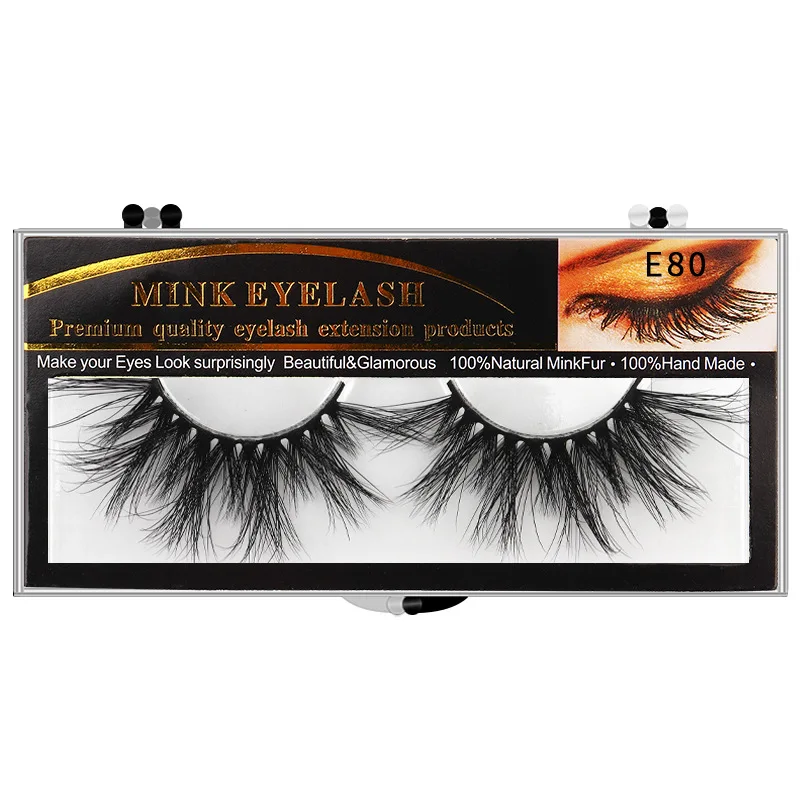 5D Mink Hair False Eyelashes 25MM Long Cross Eyelashes Thick Exaggerated E80 Series