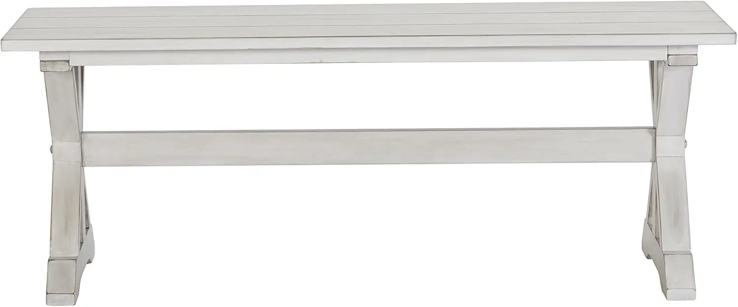 مقعد غرفة الطعام بدون ظهر من جيمستاون، أبيض عتيق #4