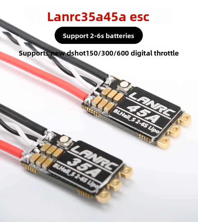 LANRC35A45A-Marco de cuadricóptero RC FPV, 35A 45A BLHeli_S BLS 2-6S ESC, LED RGB programable incorporado, ONESHOT125 d-shot