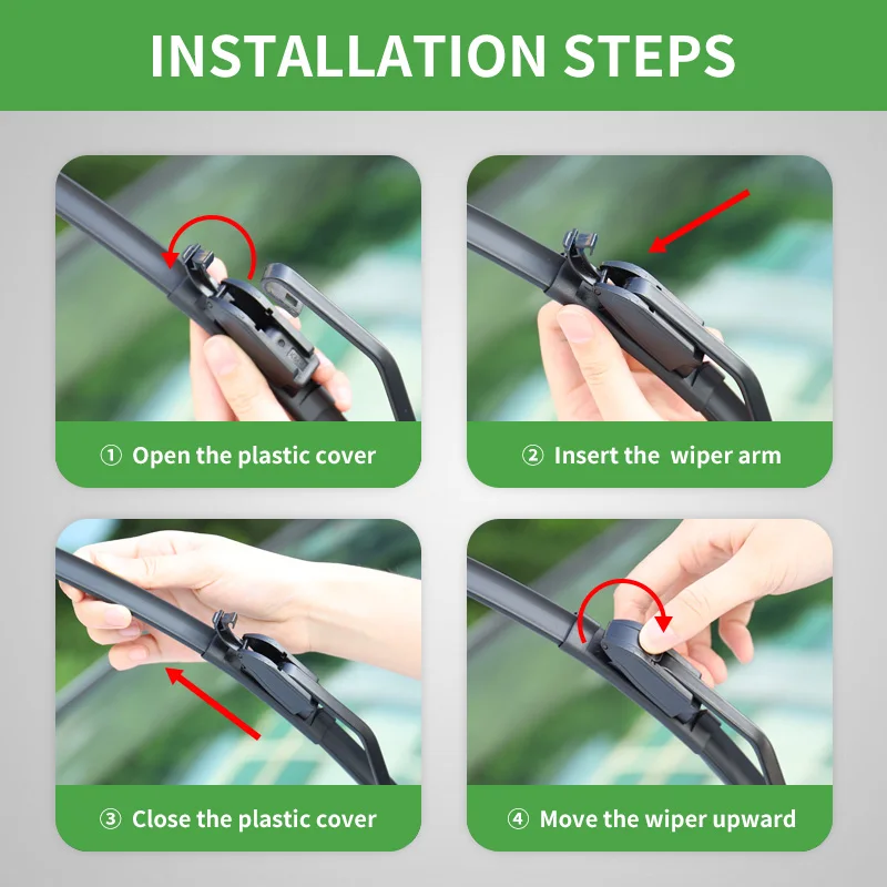 Wiper Blades Front Windshield Wipers J Hooks U Type for Universal Car All-seasons Durable Stable Car Accessories