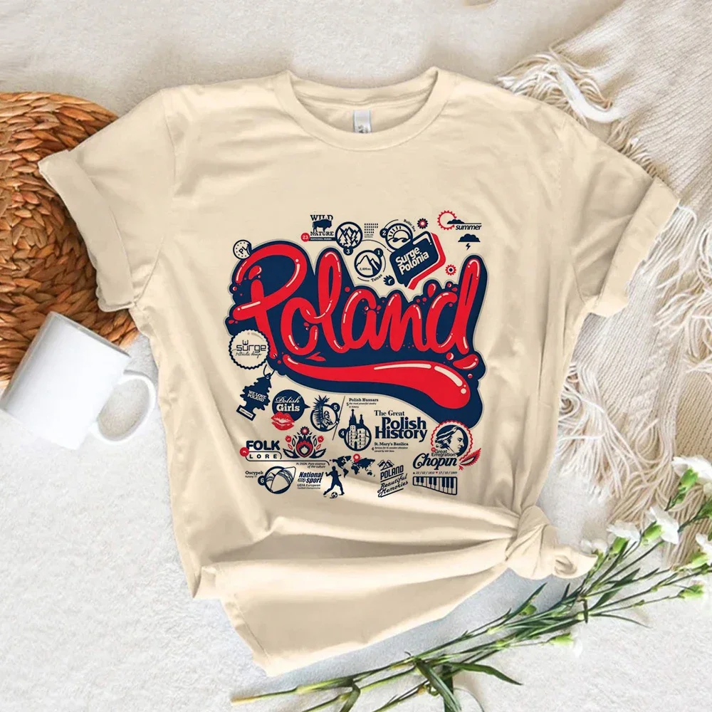 Polen Active Wear Grafik T-Shirt dehnbar elegante moderne Freizeit kleidung