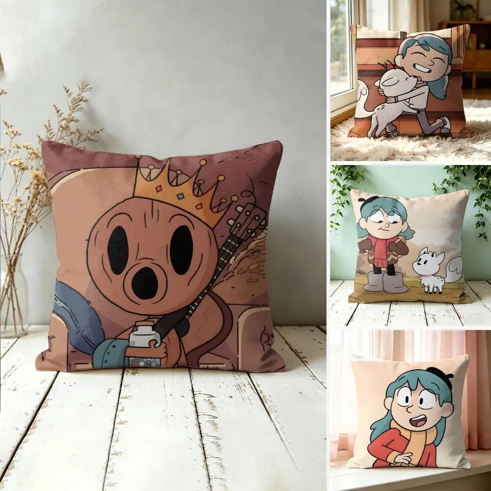 Cartoon H-Hilda Cushion Cover Wrinkle-Resistant Short Plush Pillow Covers Breathable Machine-Washable