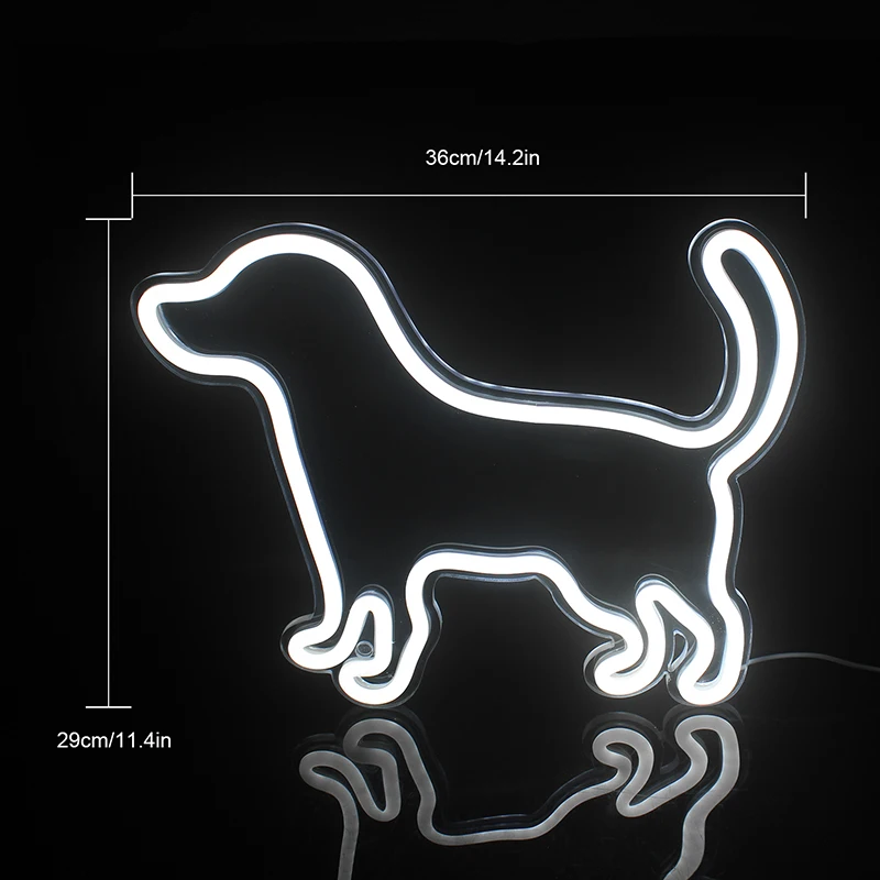 Wanxing LED Small Dog Shaped Neon Light Sign Acrylic Wall Hanging USB Power Neon Night Lamp For Kawaii Room Decor Shop Gift