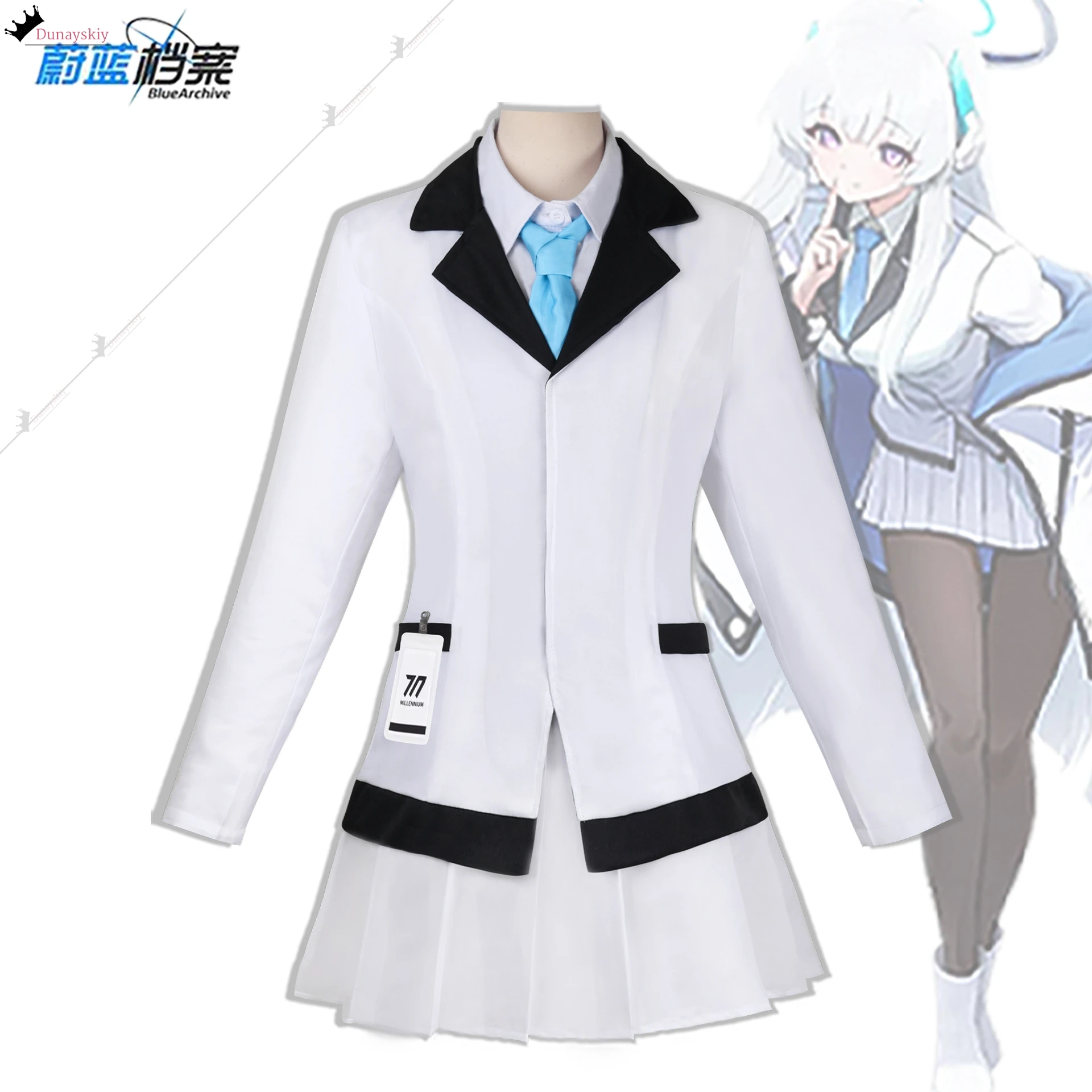 USHIO NOA تأثيري لعبة الأرشيف الأزرق زي المدرسة معطف Jiakei فساتين حريمي موحدة أنيمي بدلة حفلة لعب الأدوار الزي 3CL