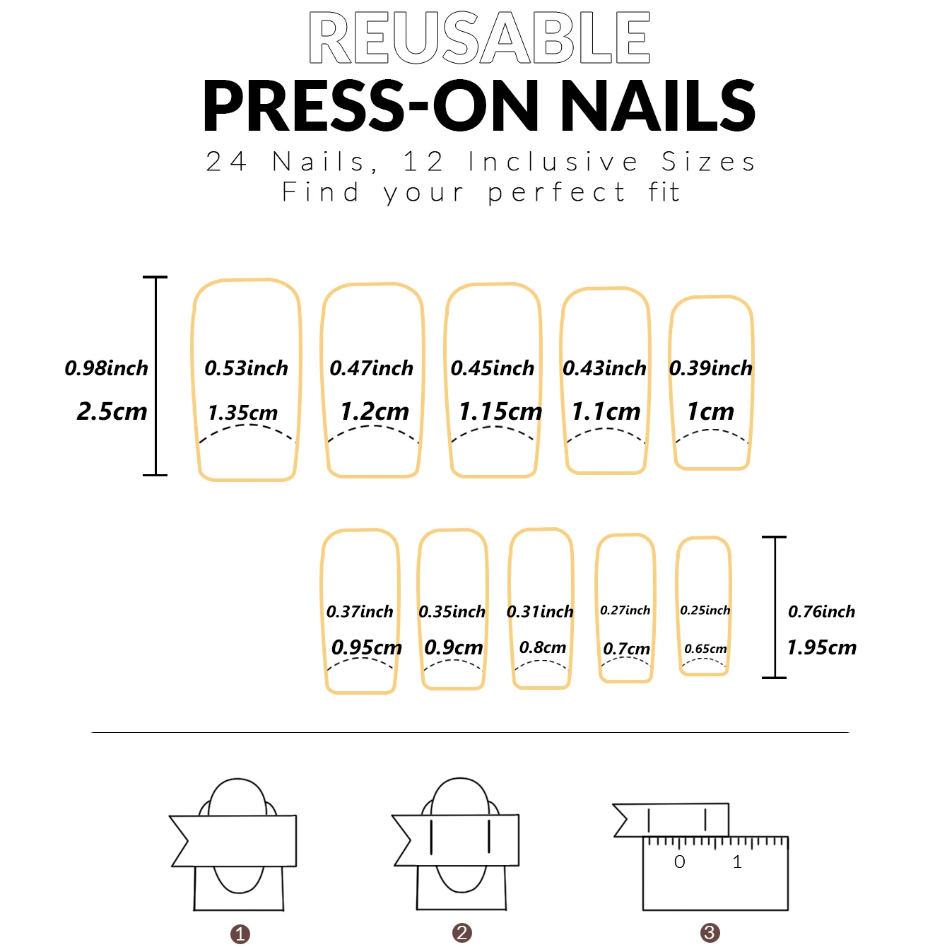 เล็บปลอมทรงสี่เหลี่ยมขอบฝรั่งเศสสีขาว 24 ชิ้นพร้อมดีไซน์รูปหัวใจและดาว เล็บปลอมอะคริลิกแบบใช้ซ้ำได้