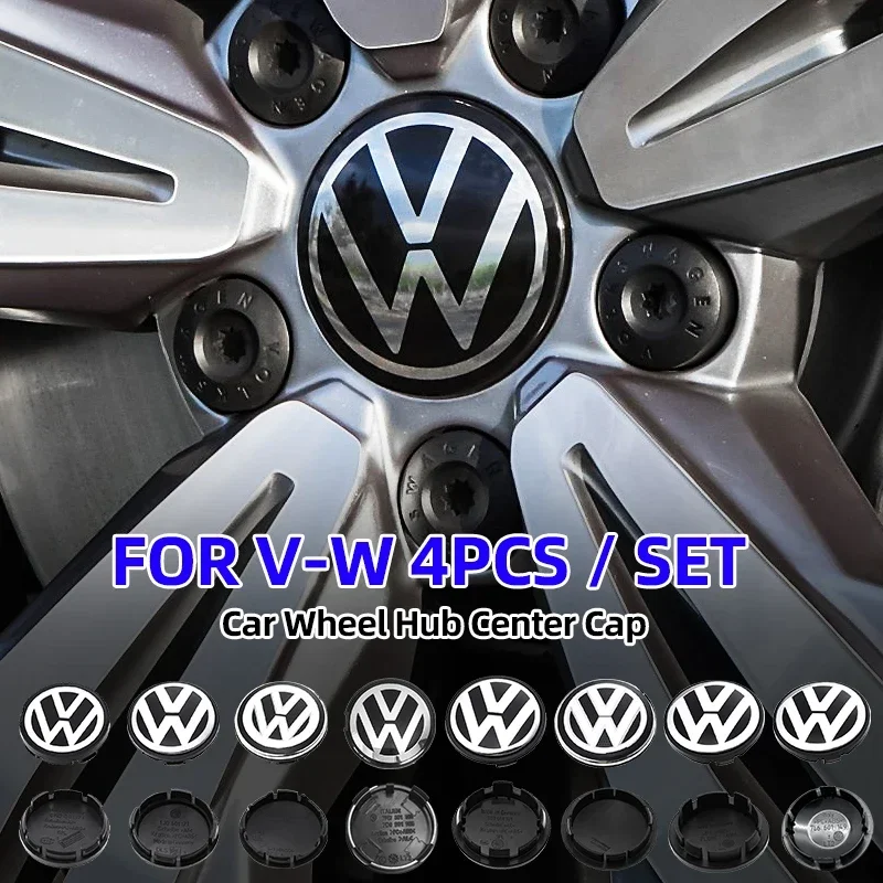 4Pcs 56/65/66mm Car Wheel Center Hub Caps Cover Replacement Accessories For Volkswagen VW R GTI Golf 5 7 Caddy Passat b6 Tiguan