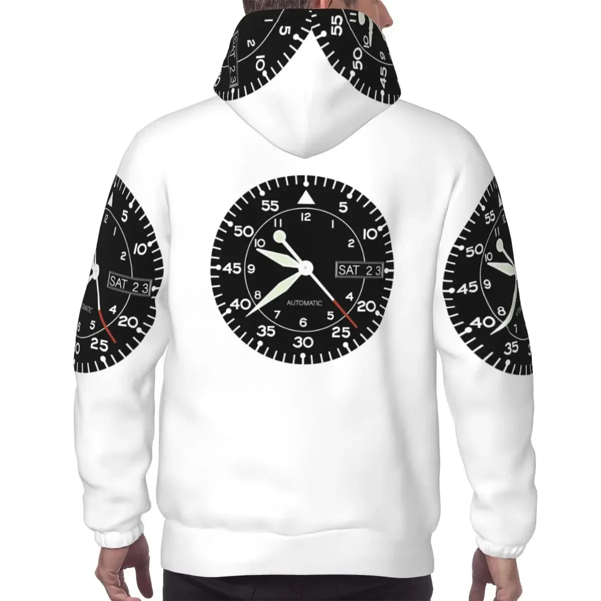 Seiko Aviation Flieger Watch Face (Automatic) Sticker Hoodie Pullover Autumn Winter Men Women Sweatshirts Long Sleeve Tops