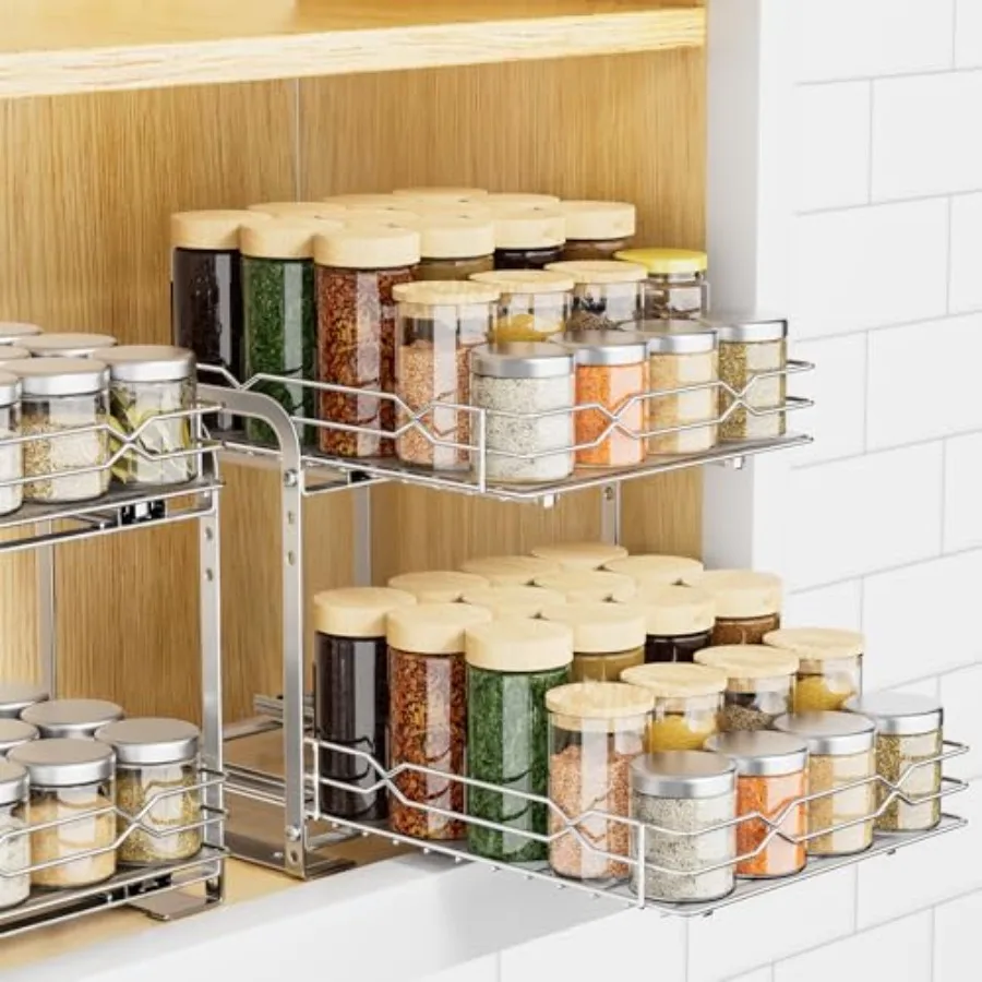 

Pull Out Spice Rack Organizer for Inside Cabinet, Spice Rack Spice Organization for Cabinet 6 Height Adjustable, Seasoning Orga