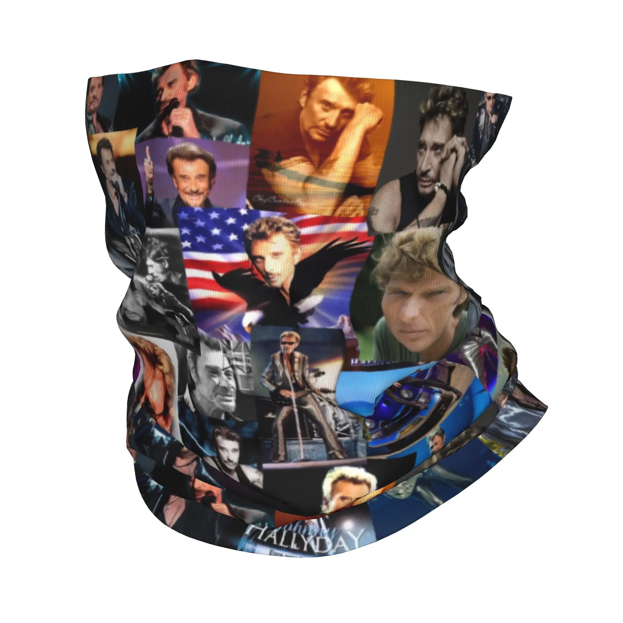 French Rock Singer Johnny Hallyday Bandana Winter Neck Warmer Men Windproof Wrap Face Scarf for Hiking  Gaiter Headband
