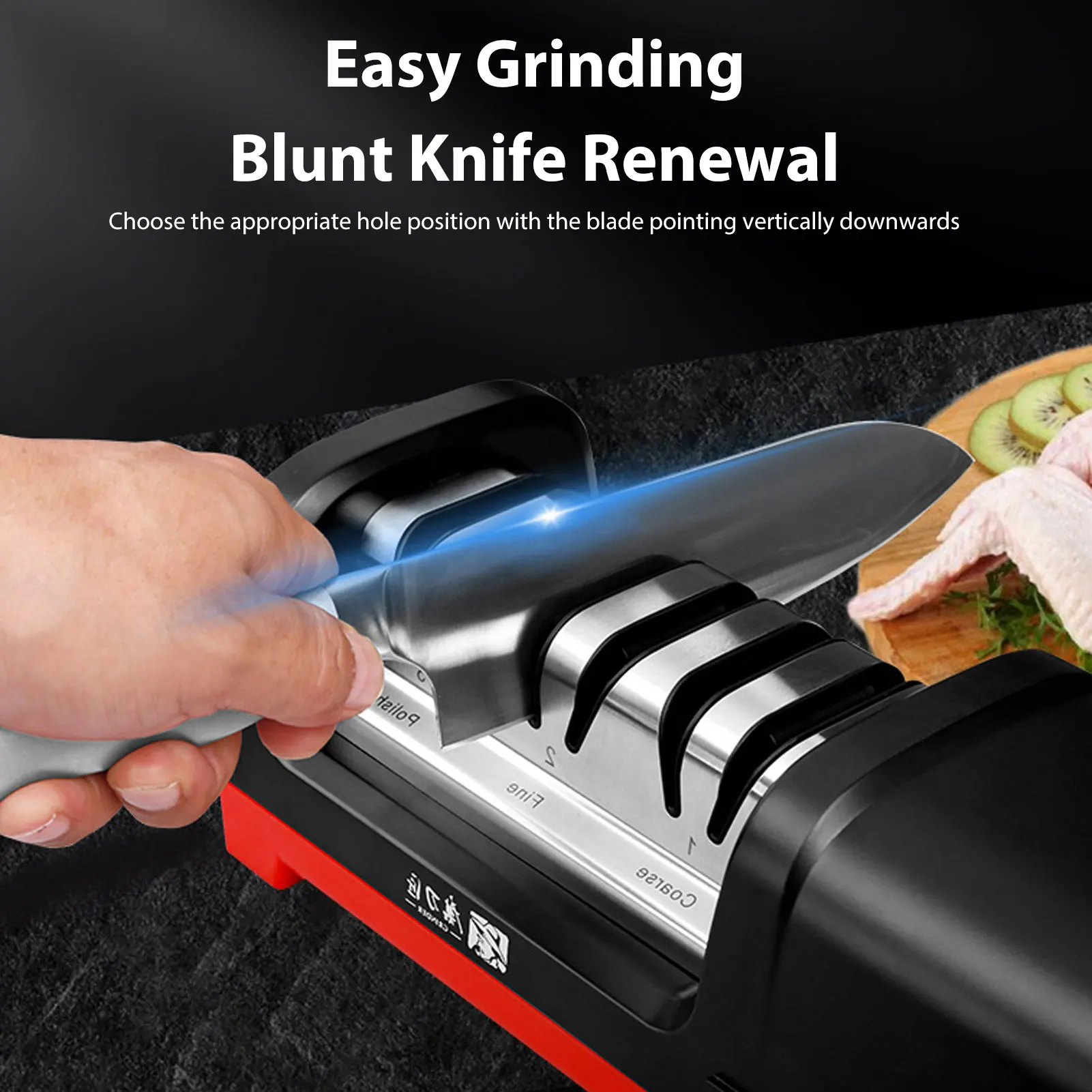 

TG2101 Electric Knife Sharpener 3-Stage Angle Guided Professional Knife Sharpener 15° Angle Guide Spring-Loaded for MetalCeramic