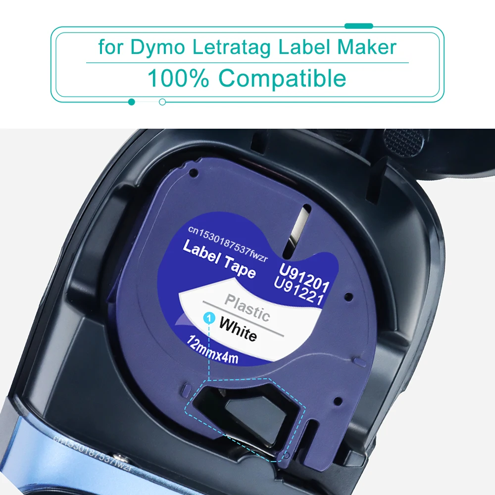 5PK 91200 91201 12267 kompatibilní dymo letrratag páska 12mm 91202 91203 91204 91205 dymo labeling páska pro dymo LT-100H knihtiskař