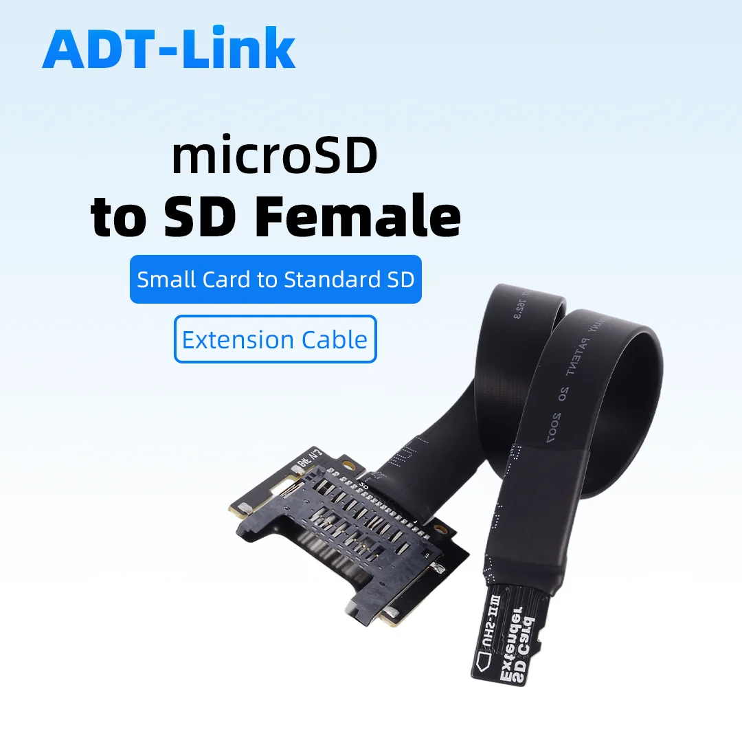 ADT-Link TF Micro SD To SD Cards Flat Cable Flexible Extender SD/SDHC/SDXC Card Reader UHS2 UHS-III For GPS Navigator ROCK Pi 4
