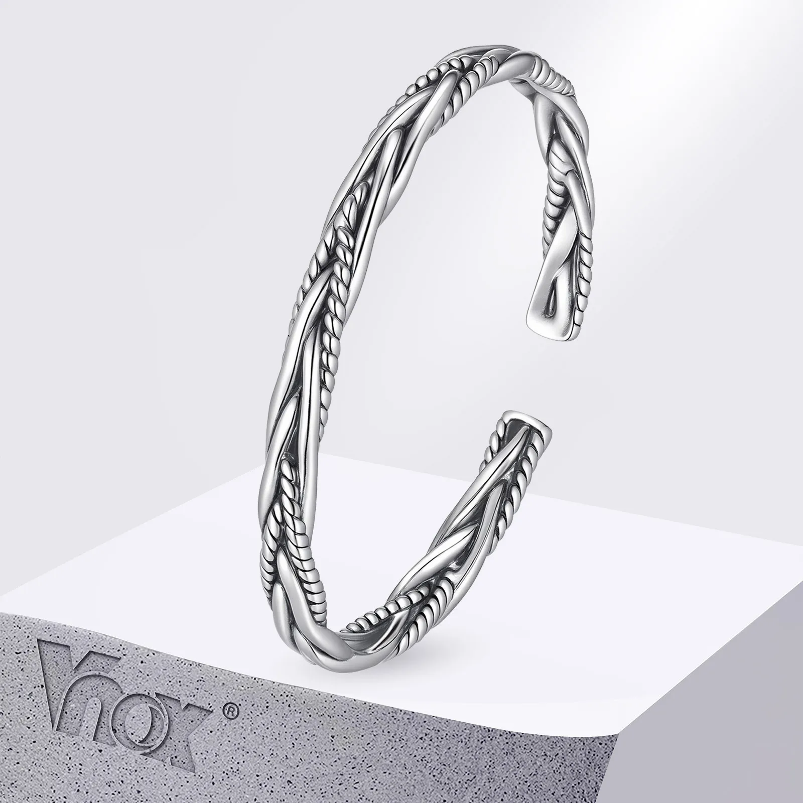 

Vnox Vintage Open Bangle, Retro Twisted Woven Metal Branches Cuff Bracelets for Men Boys, Adjustable Male Hand Jewelry