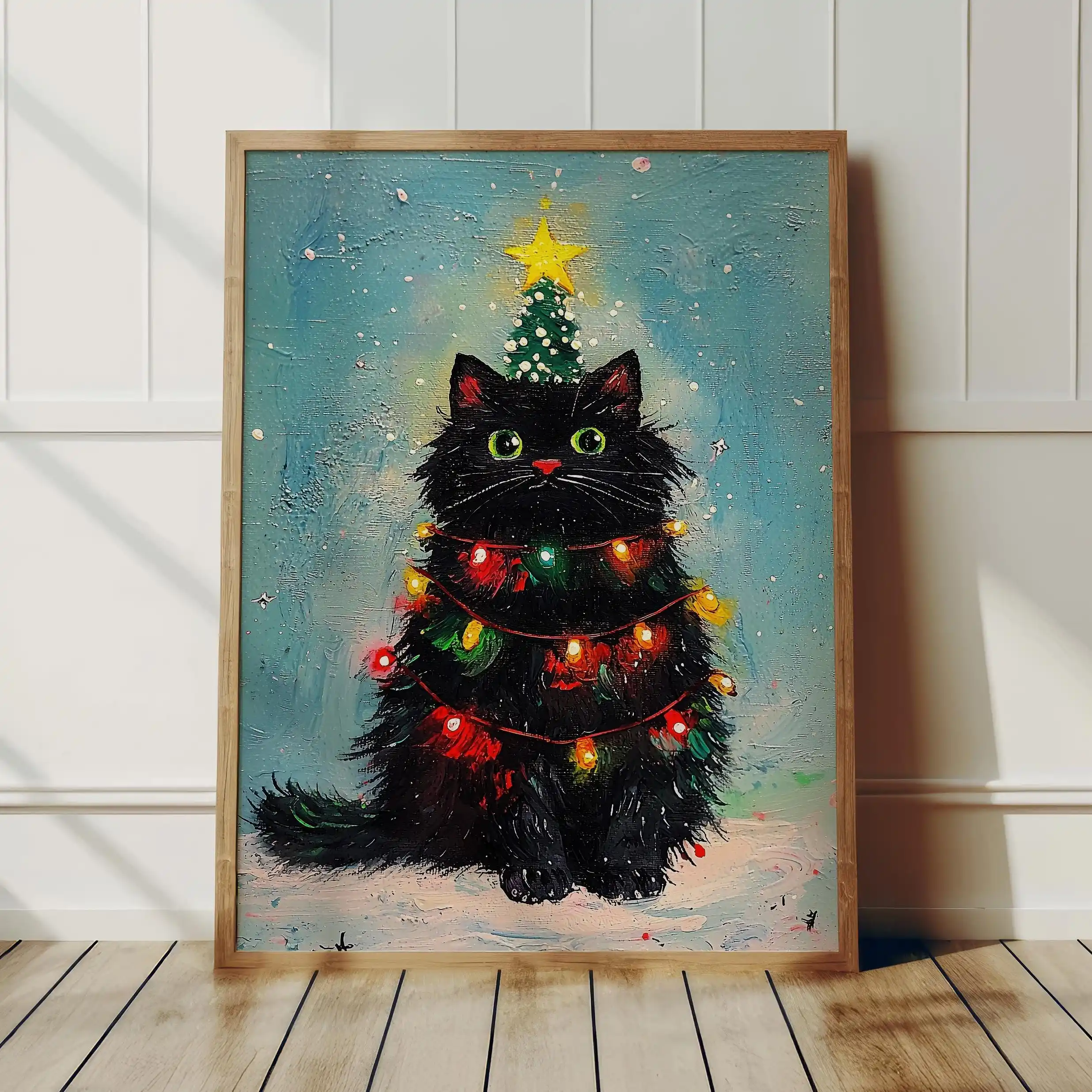 Christmas Black Cat Christmas Tree Poster Unframed Funny Altered Merry Christmas Funny Cat Poster Home Decor Holiday Gifts Print